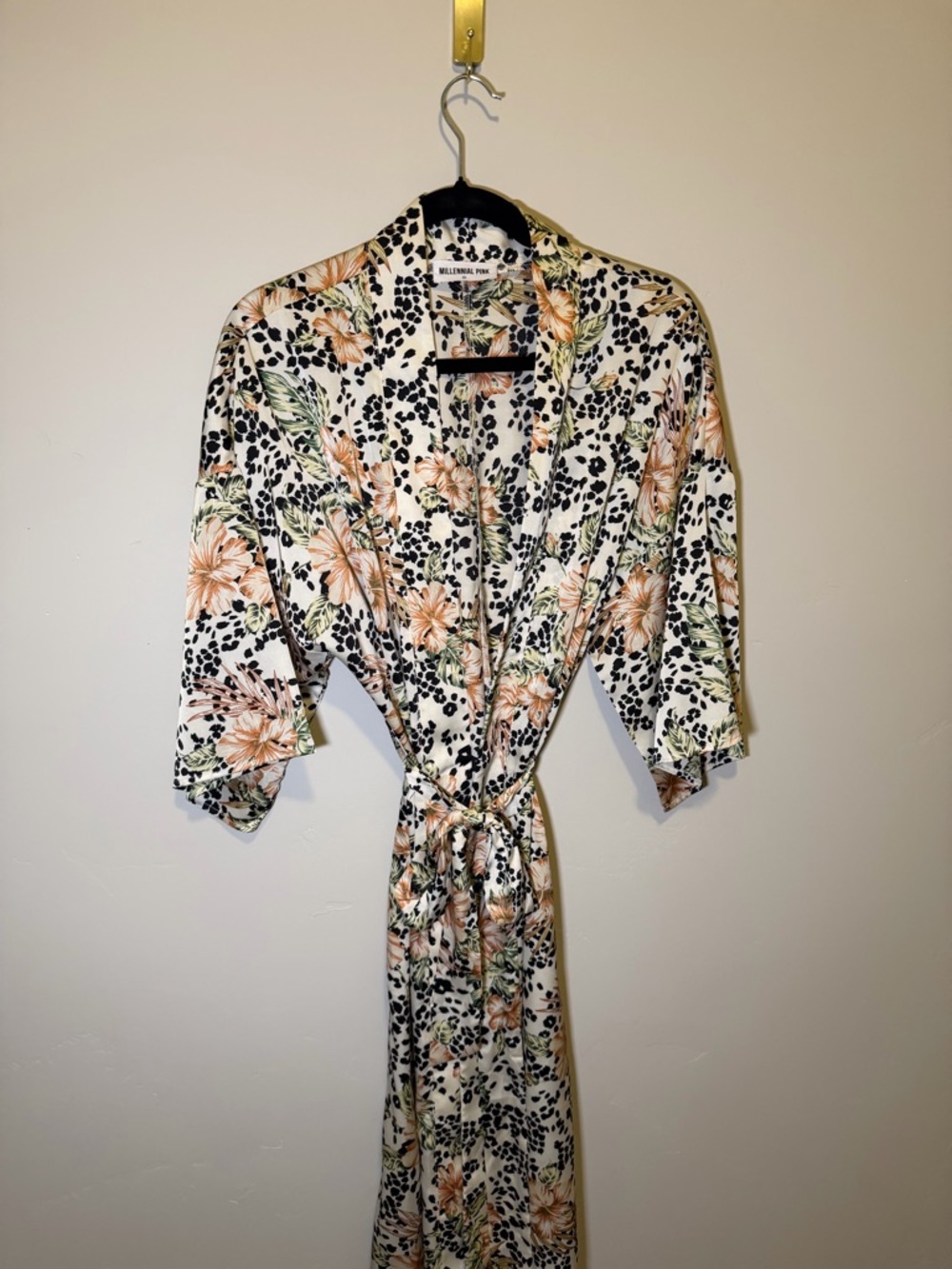 Floral Wrap Maxi Dress in Cream and Peach by Lushland Park